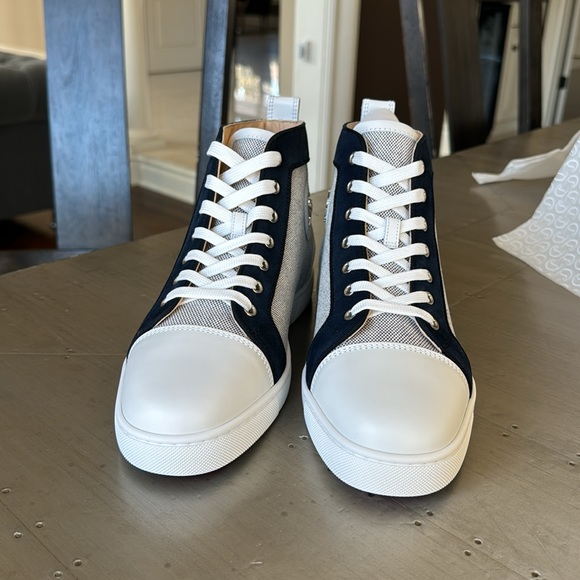 Christian Louboutin Louis orlato high top white navy sneaker trainer sz 44 main image 5